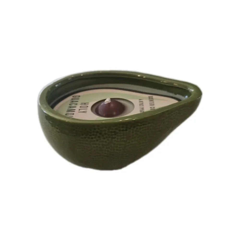 New Green Ceramic Avacado Holy Guacamole Funny Gag Gift Candle Room Decor